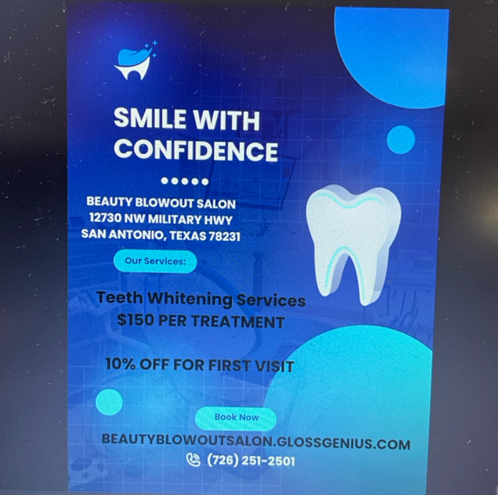 Teeth Whitening at Beauty Blowout Bar Salon in San Antonio, TX