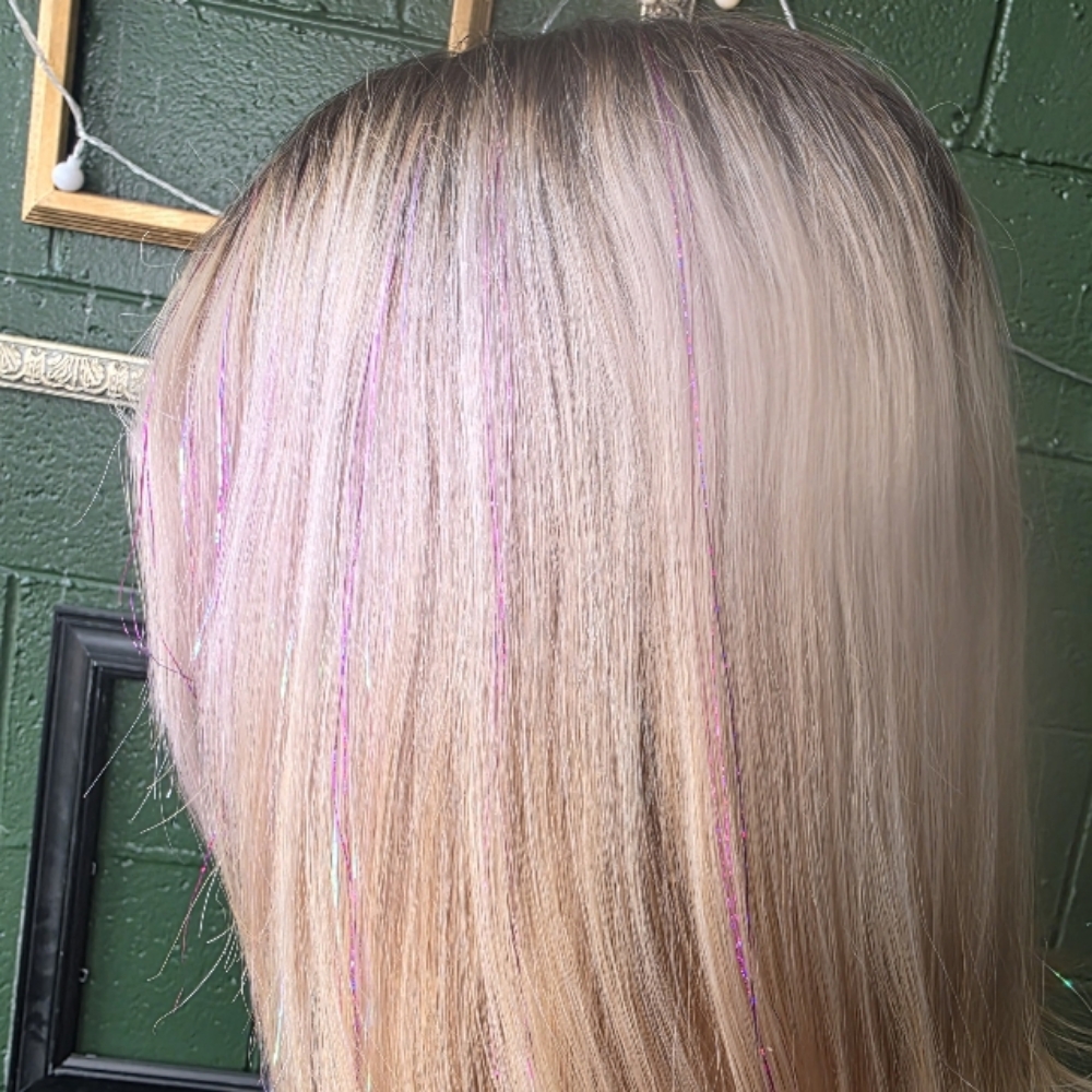 Tinsel. 10 Strands at Shearmagic Hair in Richland, WA