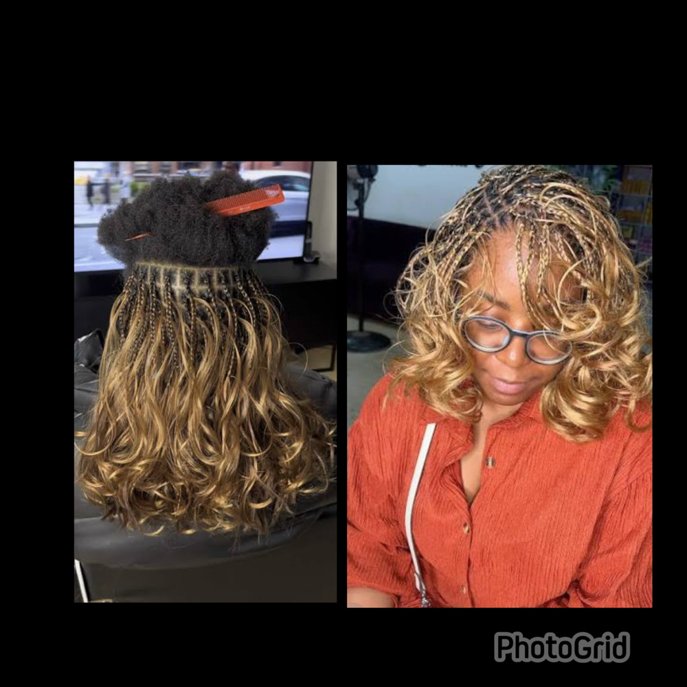 Bob French curls boho Knotless at NAY HAIR BRAIDING in Springhill, FL