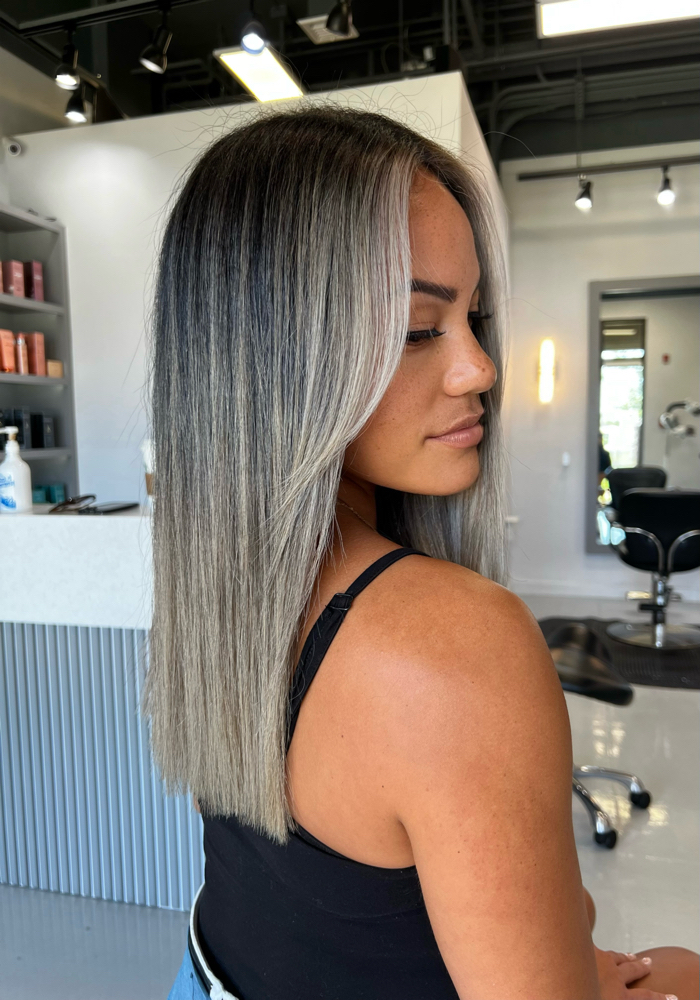 Partial Balayage + Root Melt + Tone