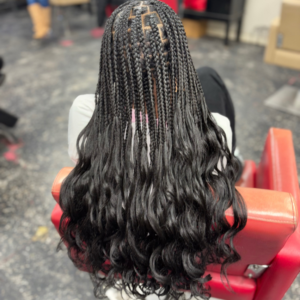 French Curl Knotless Under 13 at Exclusive braids & Hair Care in Highland Park, MI