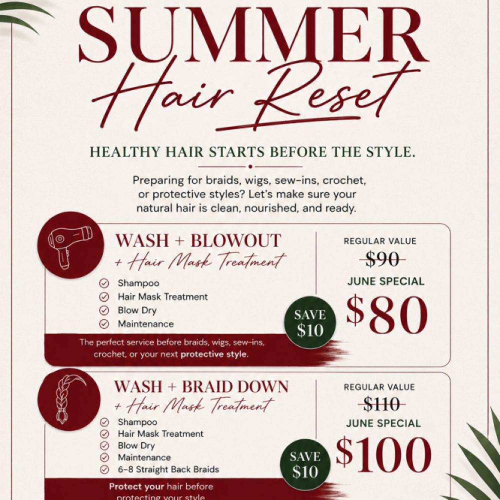 Wash+Braid Down: Summer Special at Beauty By Q🌿 in Kent, OH