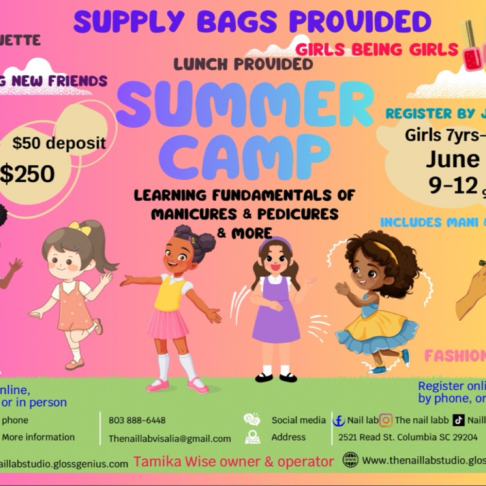 Summer Camp Girls Age 7yrs-11yrs at The Nail Lab Nail Studios in Columbia, SC