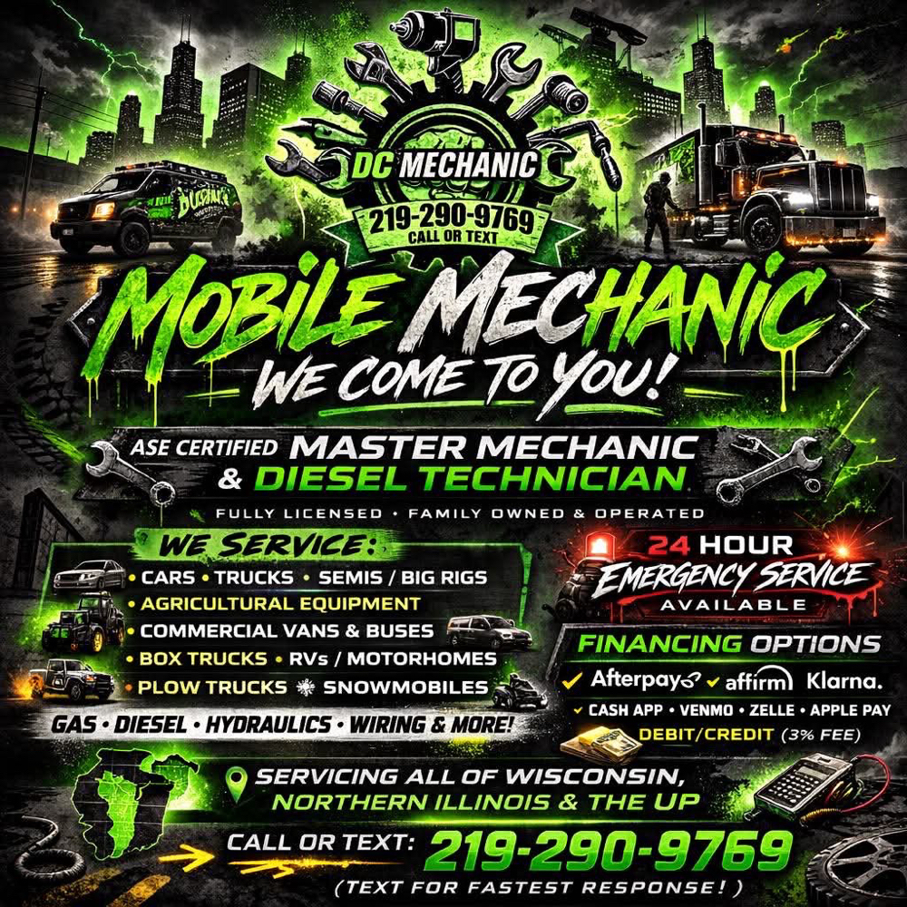 Mobile Service/Diag (IL Resident) at DC MECHANIC “TRUCK DADDY” in Green Bay, WI