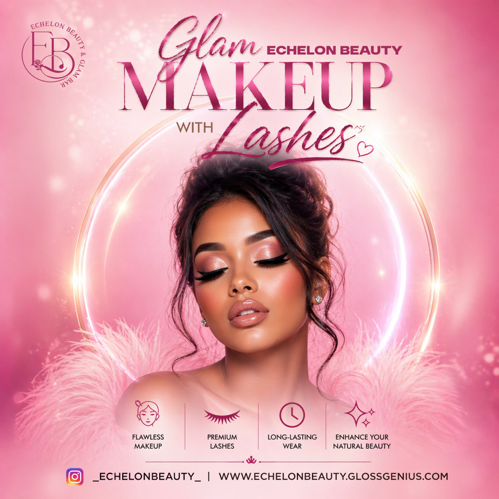 Glam Makeup With Lashes at Echelon Beauty and Glam Bar in Dallas, TX