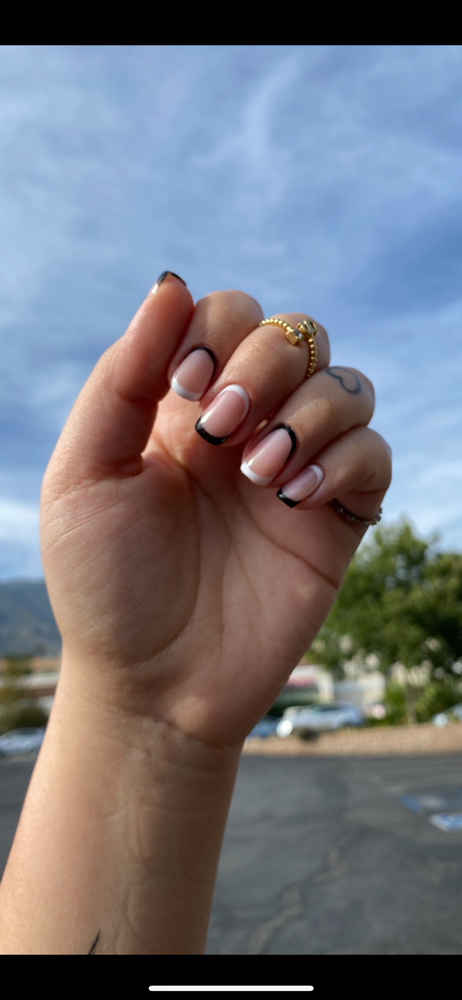 French tip short nails at Brilliance Hair salon in Glendale, CA