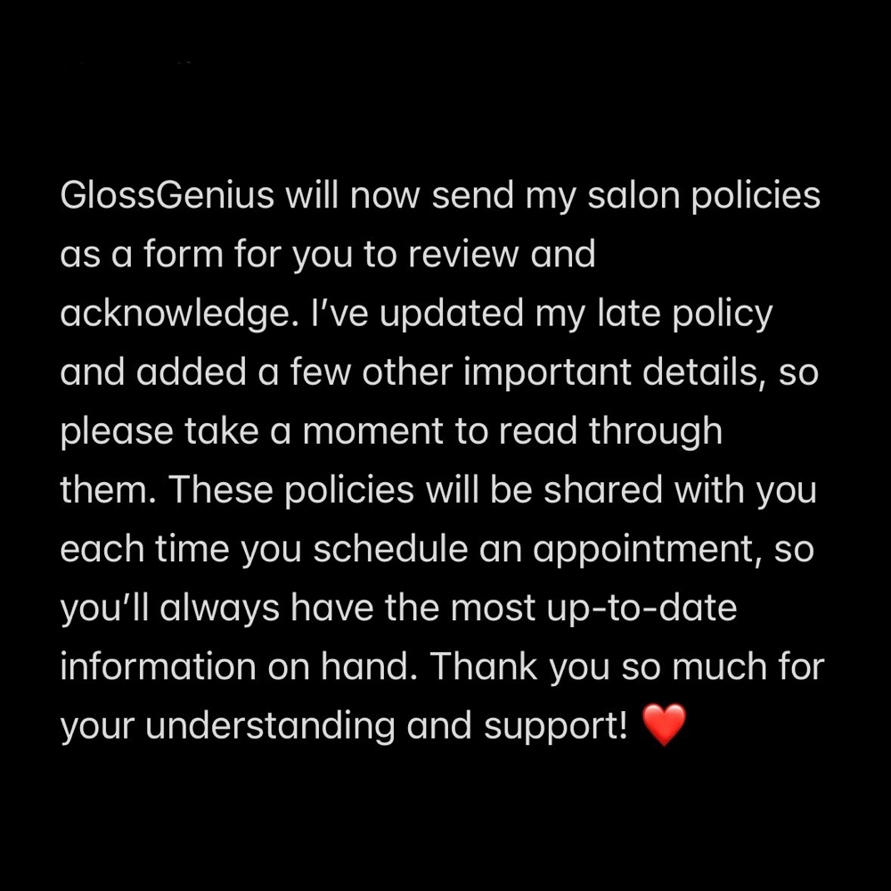 Updated Salon Policies