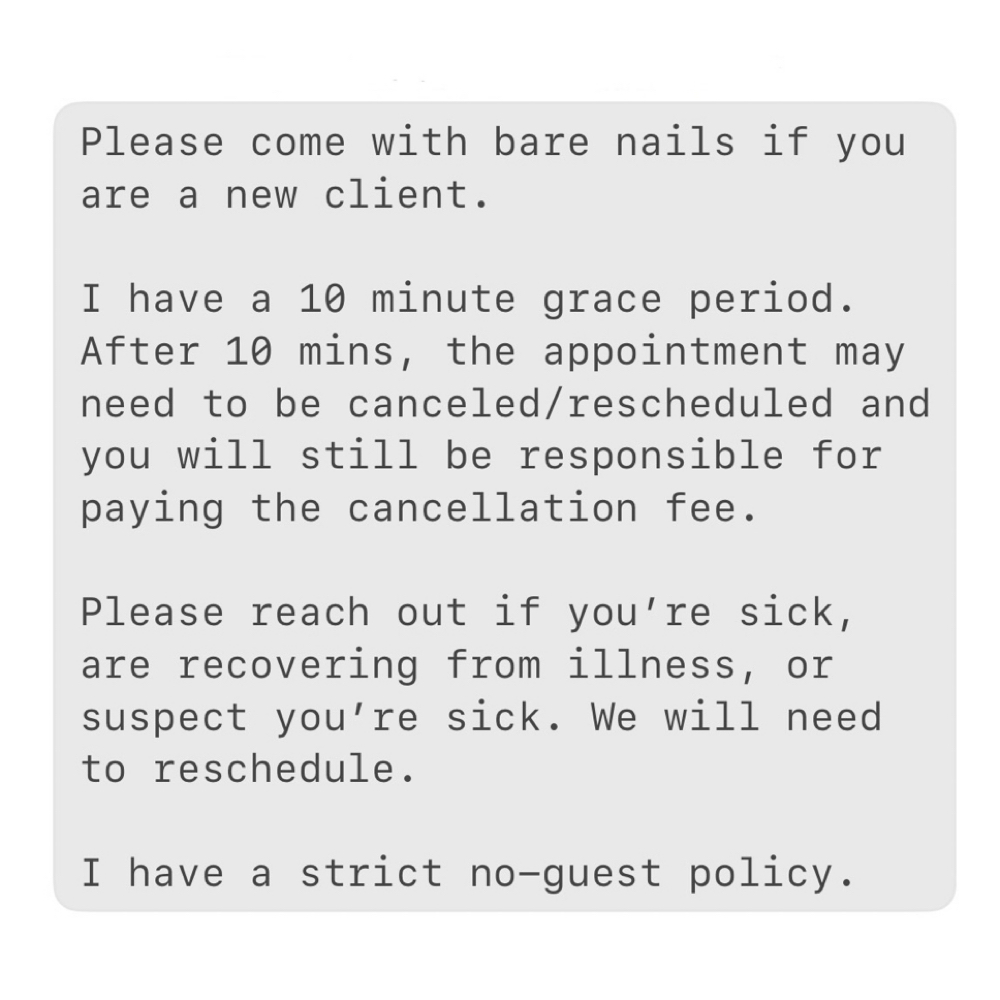Updated Salon Policies