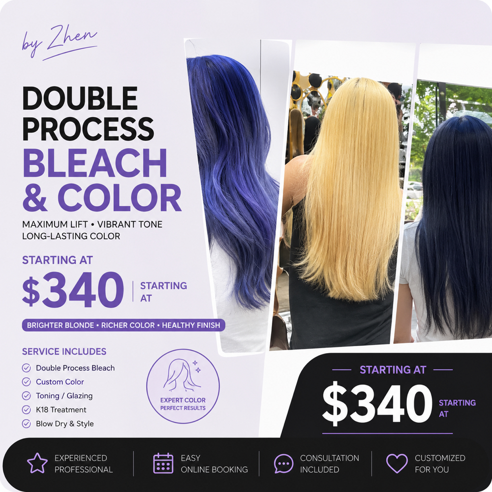 DOUBLE PROCESS Bleach And Color 长发 at Zhen Hair & Beauty in Boston, MA