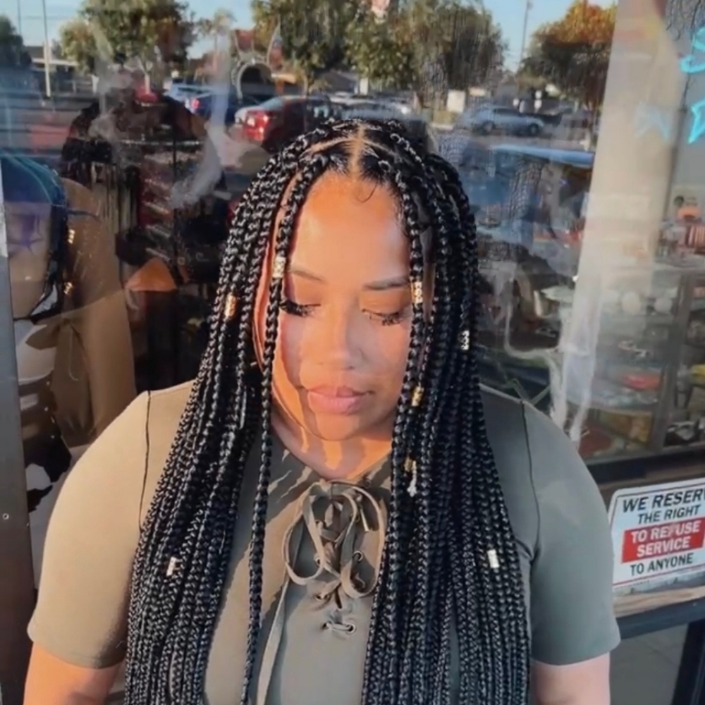 Medium Box Braids at JayBug Braids & Styling in Pomona, CA