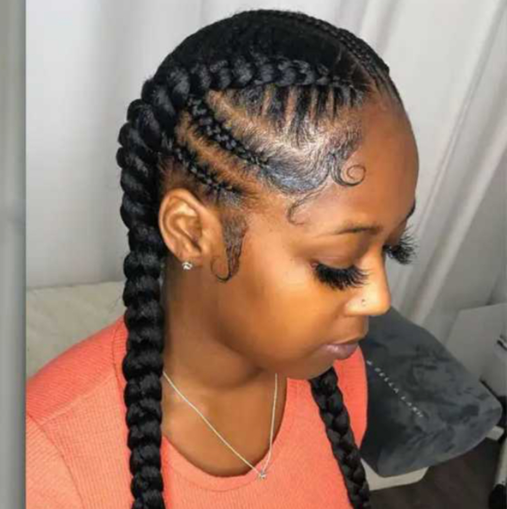 Twin braids w/(2-3) small On Sides