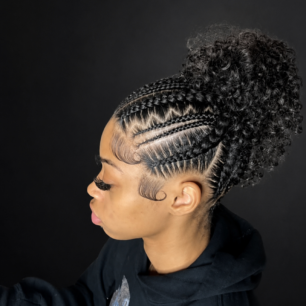 Braided Curly Ponytail Updo at Thairapy Collection in Washington, DC