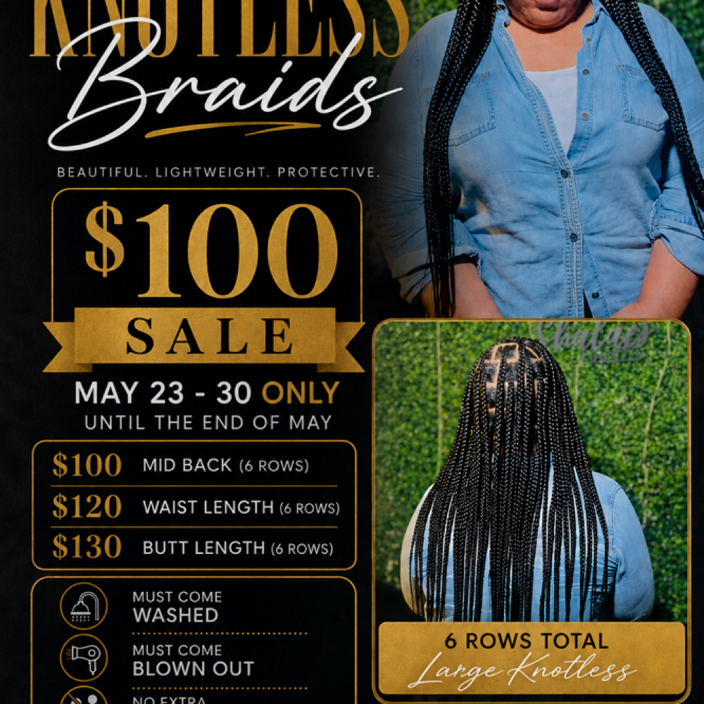 Large Knotless Braids Special at SHALAES HANDS LLC in Shreveport, LA