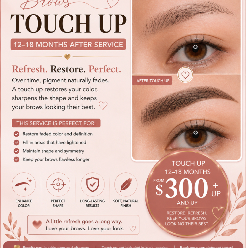 BROWS TOUCH UP 12-8 MONTHS at Blink By Jenny lashes & brows studio in Jacksonville, FL