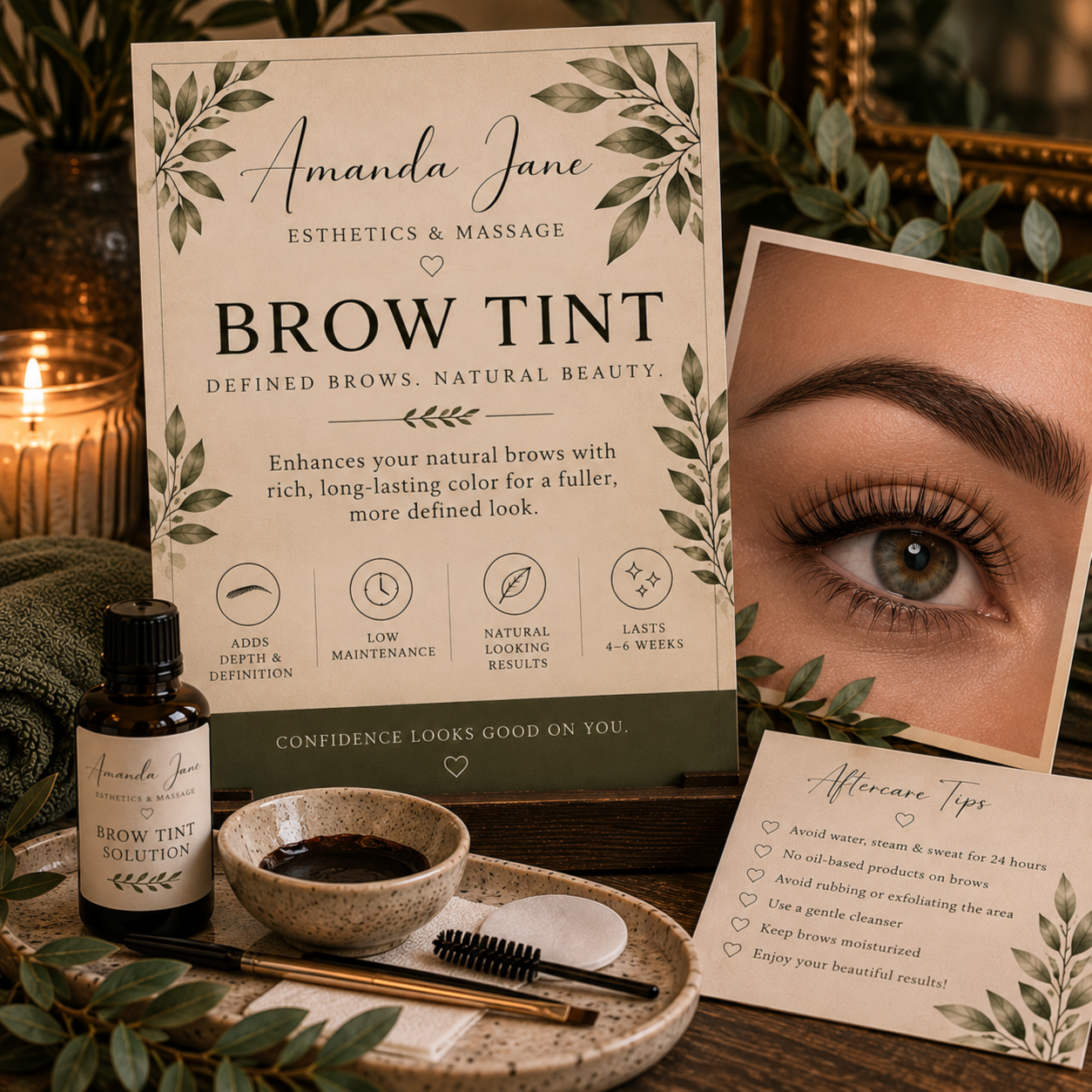 Brow tint at Amanda Jane Esthetics & Massage in Salado, TX