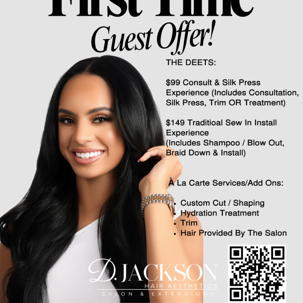 First Time Guest Offer! Silk Press at D. Jackson Hair Aesthetics in Hattiesburg, MS