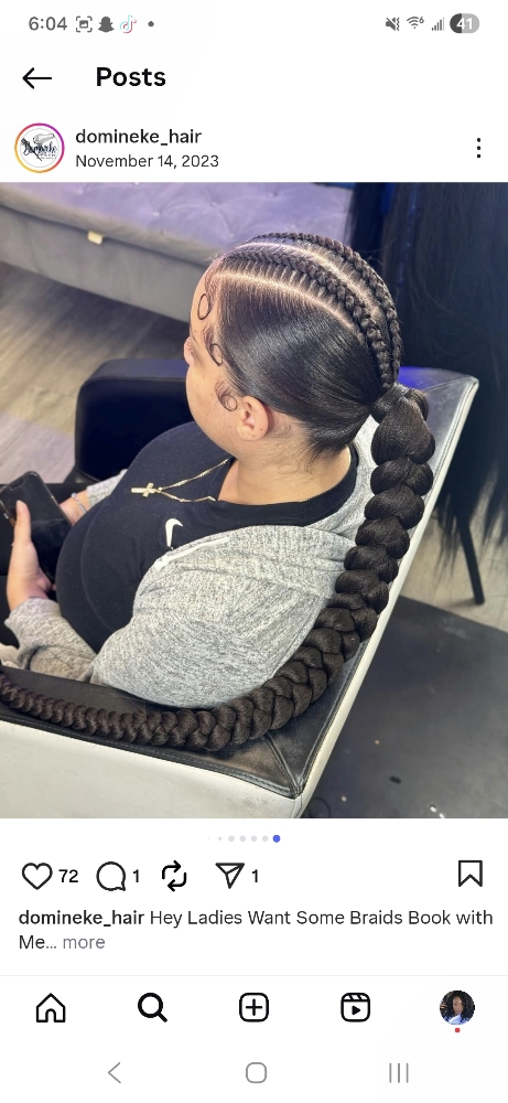 Low Pony W/ 2 Top Braids