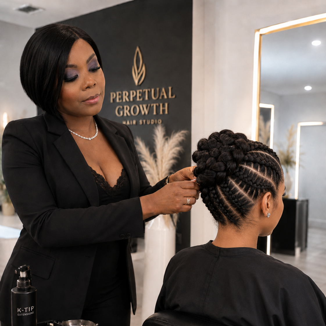 Braided updo hairstyle at Perpetual Growth Braiding Salon By Neataylalycana in Topeka, KS