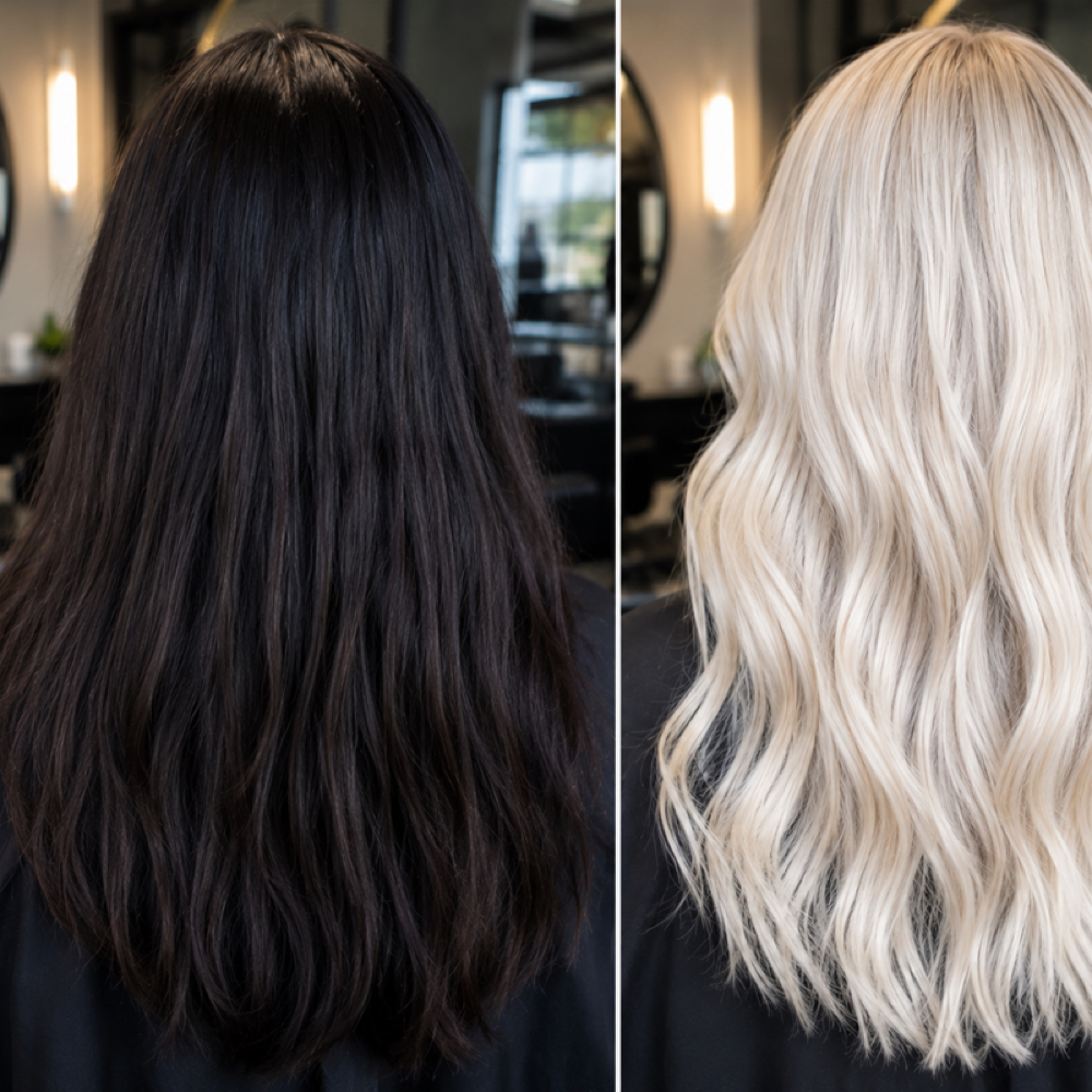 Platinum Transformation at Glamazon Hair Studio in Knoxville, TN