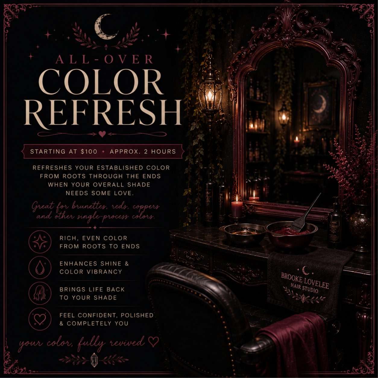 All-Over Color Refresh at Brooke Lovelee Hair Studio in Northwood, OH