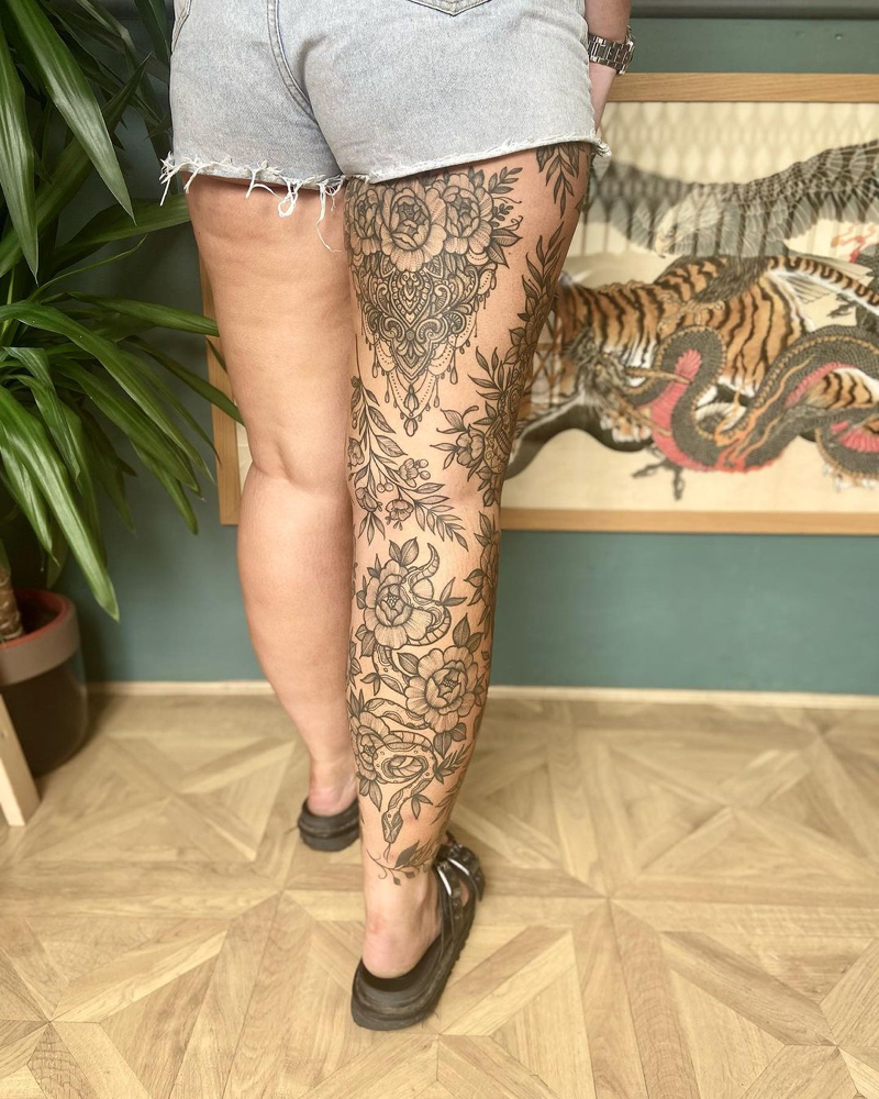 Leg Piece Tattoo