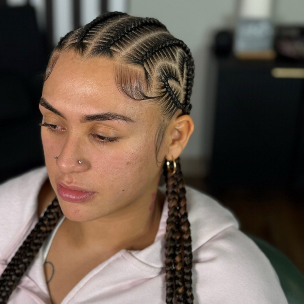 Woman 6 Feed In With Design at Hair Cartel in South Bend, IN