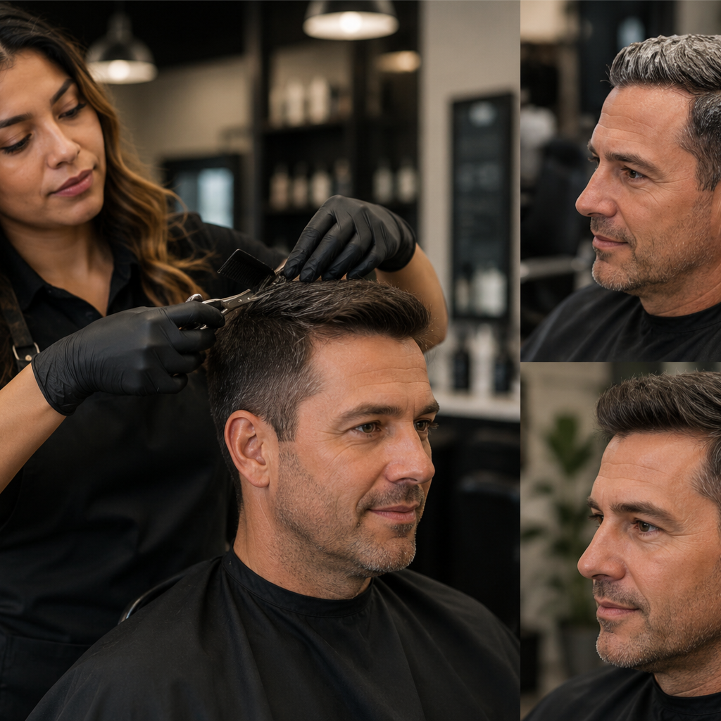 Men’s Haircut + Full Color at HairBar Salon BarberShop in Cross Roads, TX