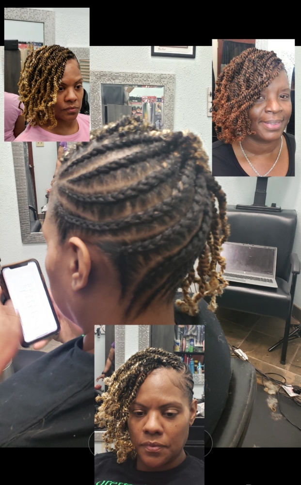 Braided or Flat Twists Up Do w/hair