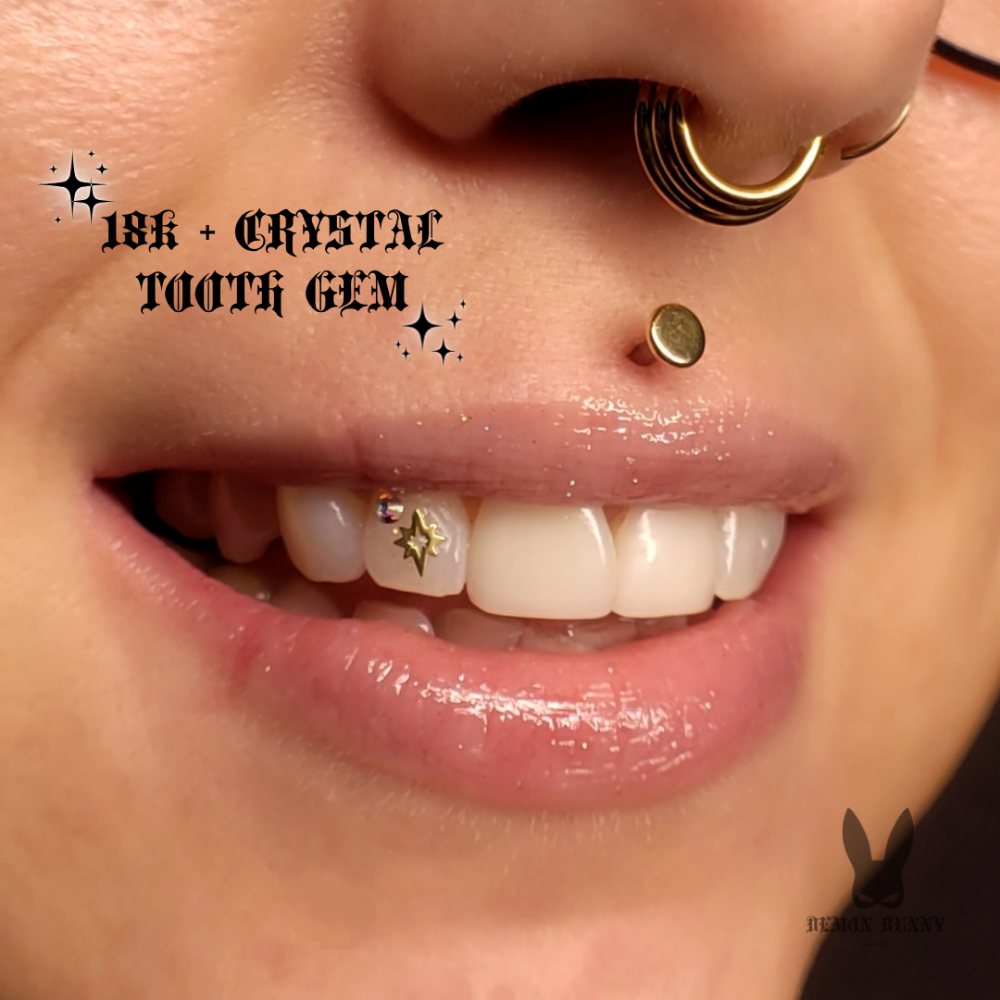 Tooth Gem - 18k Gold + Crystal