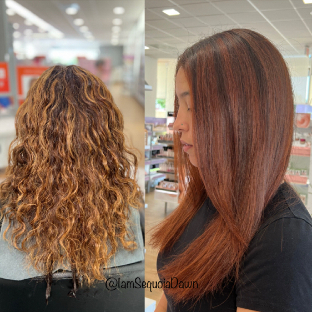 Curly Hair Blowout & Thermal Style at INVU Beauty Salon in Modesto, CA