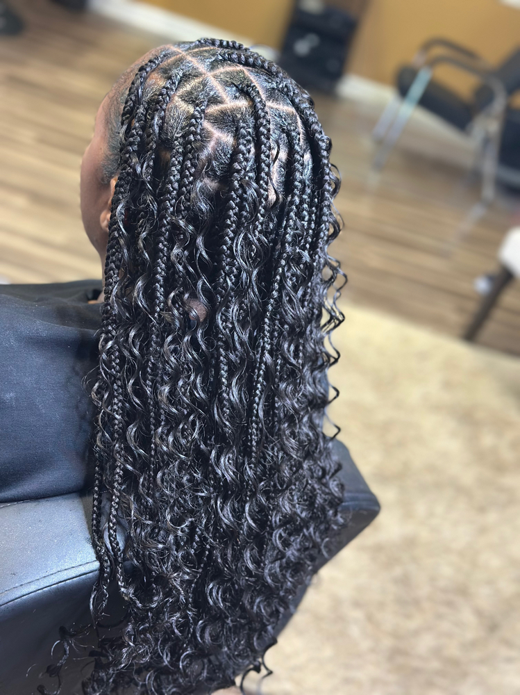 Medium Boho Knotless Braids at The Hair Lab Beauty & Barber Lounge in Laurens, SC