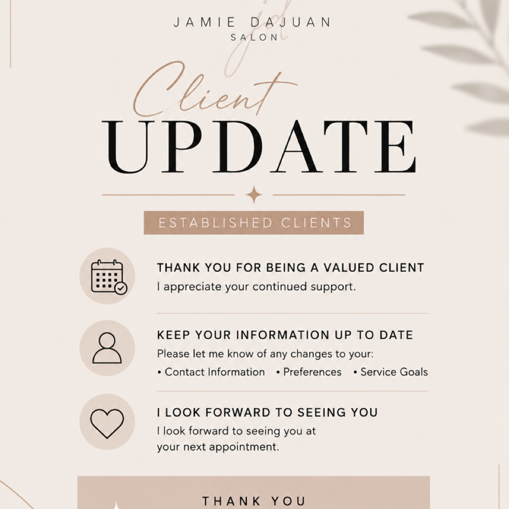 Client Update at Jamie Dajuan Salon in Savannah, GA