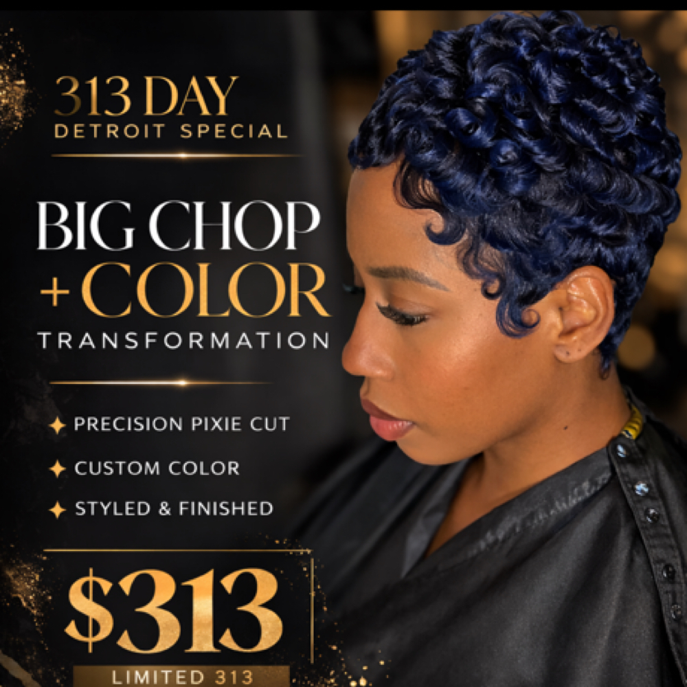 Big Chop Color + Relaxer at Her Forte Salon in Farmington Hills, MI