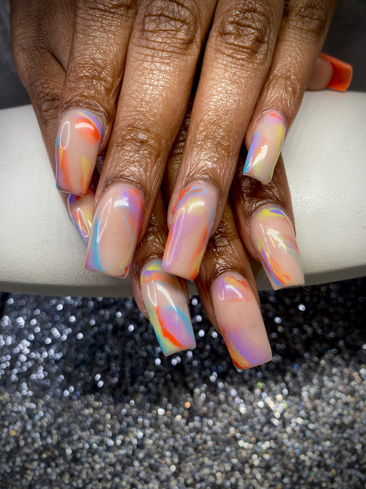 Marble Nails Short/ Med.