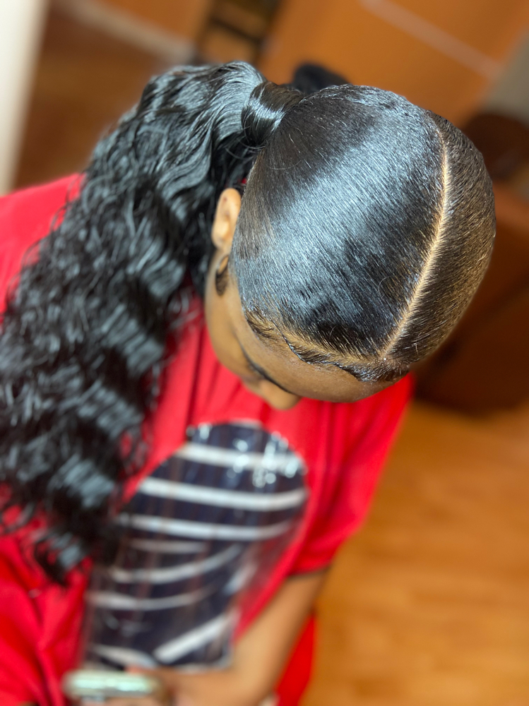 2 Sleek Ponytails W/ Added Hair
