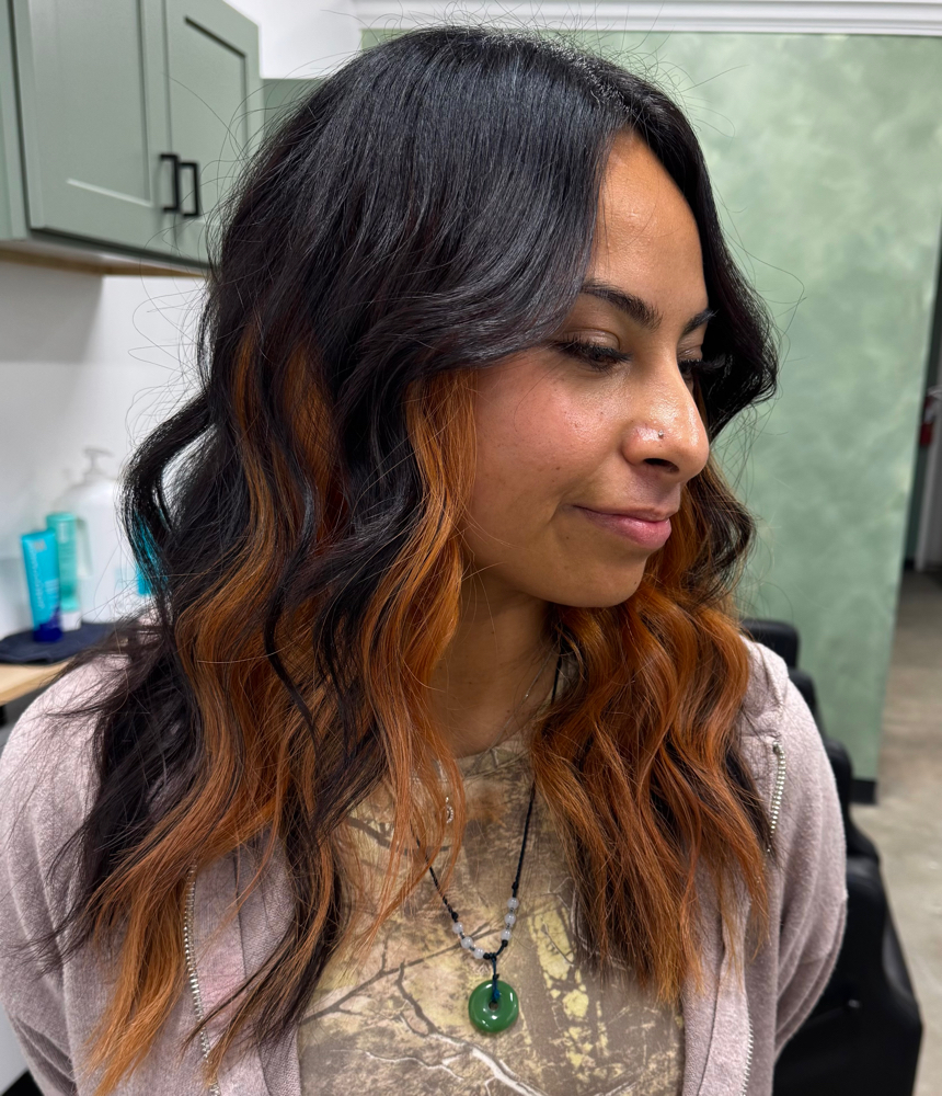 Natural Color Blocking w/ Base at Rustic Roots Salon + Spa in Hesperia, CA