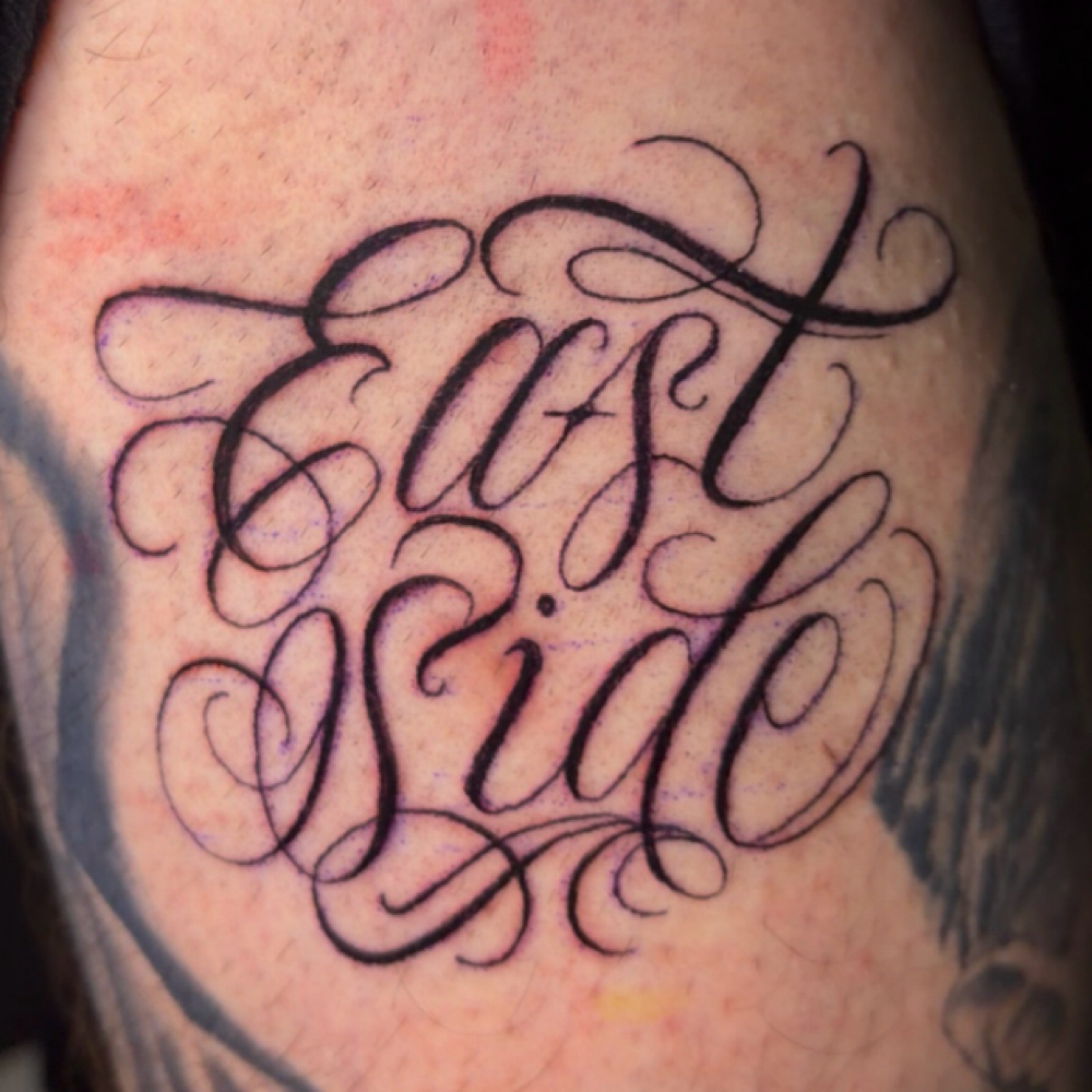 Custom letras at baby B tattz in Orange, CA