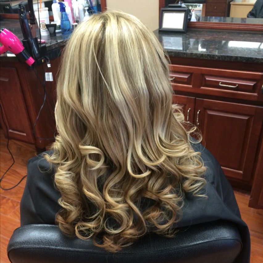 blowout w/curls or flat iron