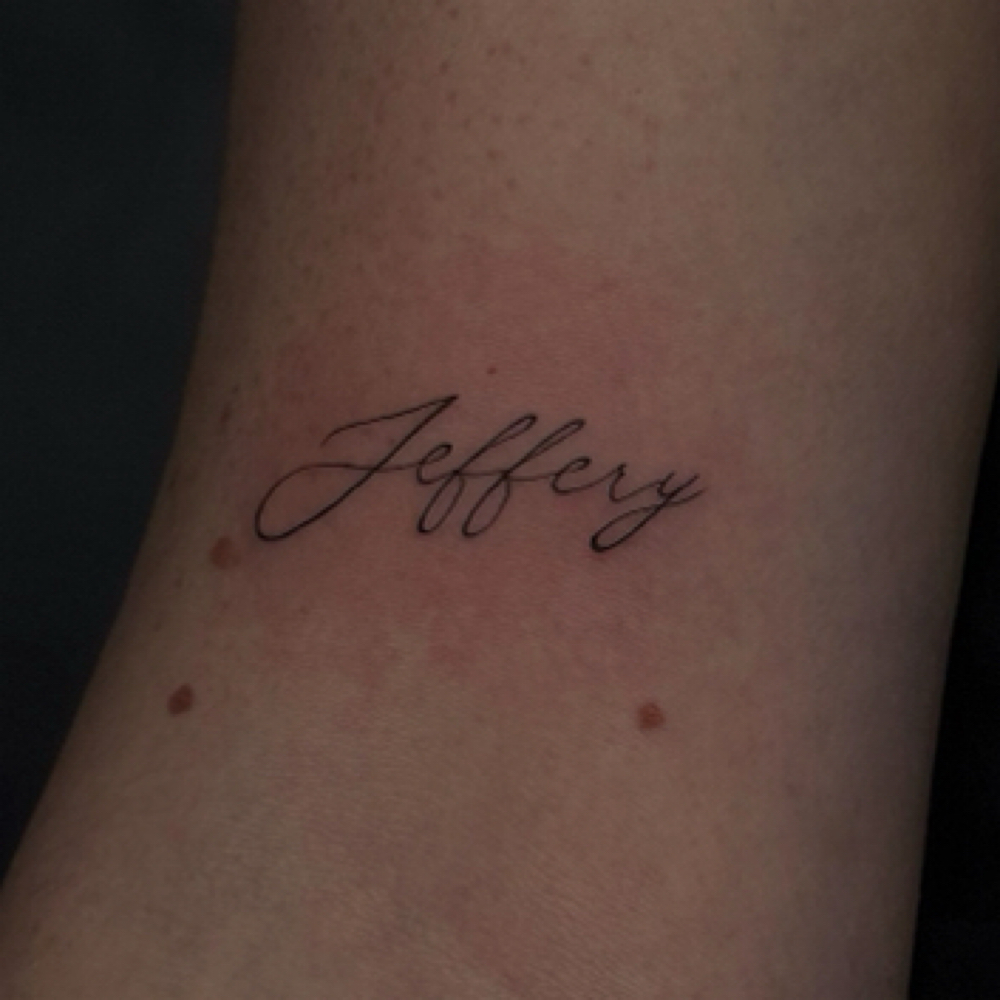 Script tattoo at InksByLex in Lehi, UT