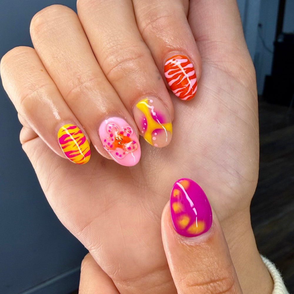 Short Acrylic Full Design at Nailed by Ro in Canton, TX