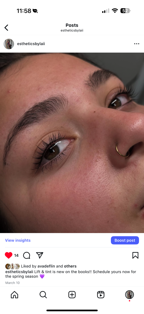 Lash Lift + tint