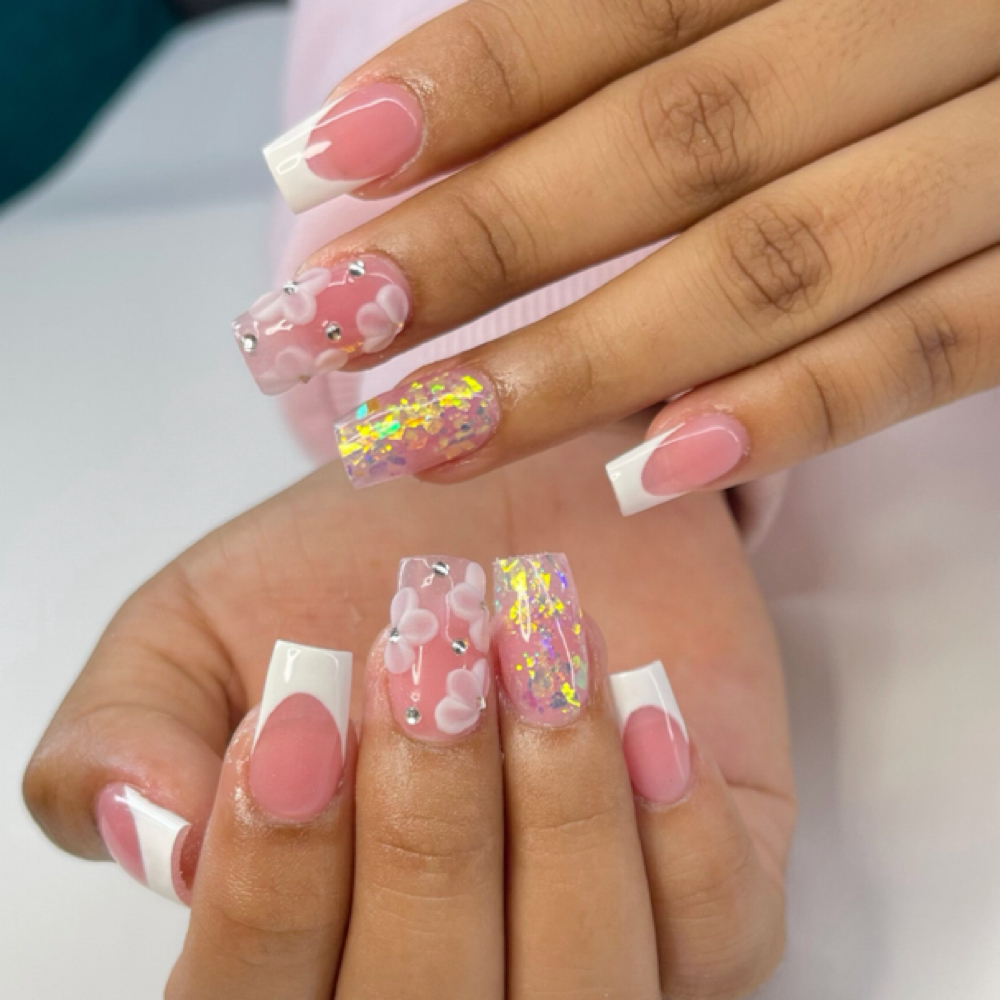 M Encapsulated + 3D + French Tips at Glossy Nails in Annandale, VA