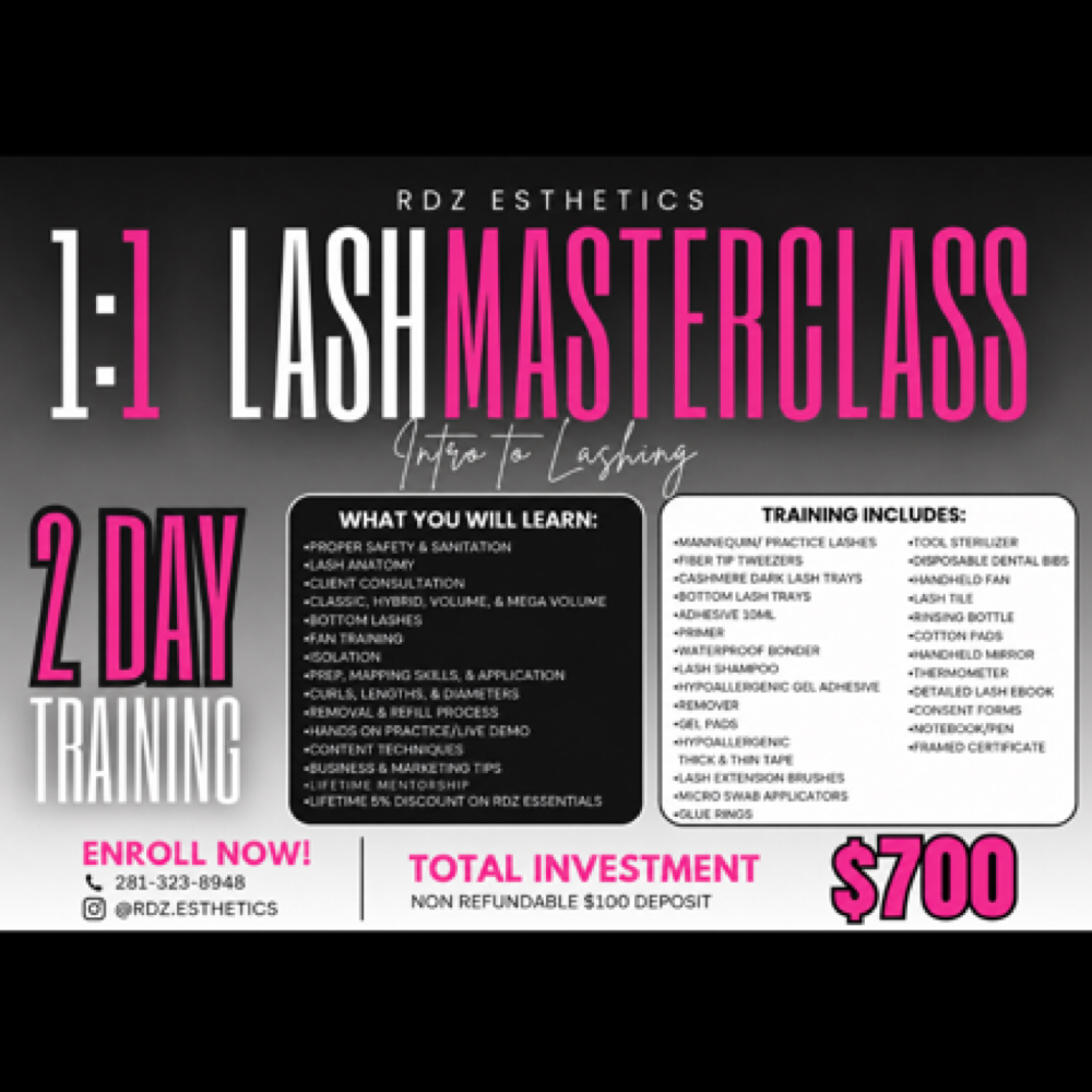 1:1 Lash Certification at RDZ Esthetics Beauty in Houston, TX