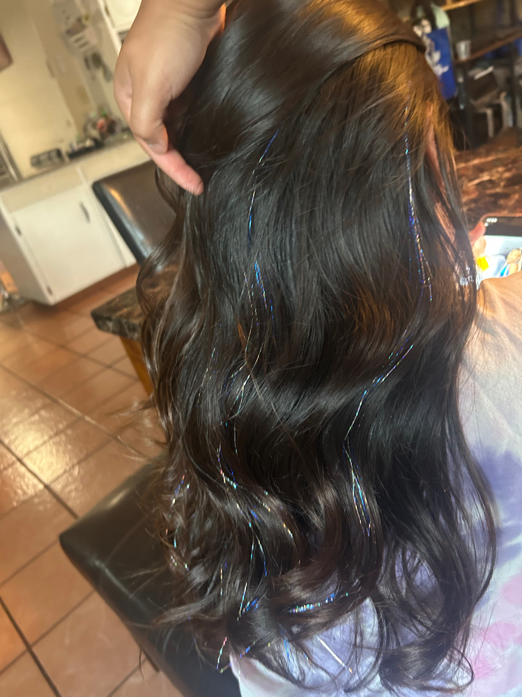 HAIR TINSEL at The Glow up Salon in San Angelo, TX