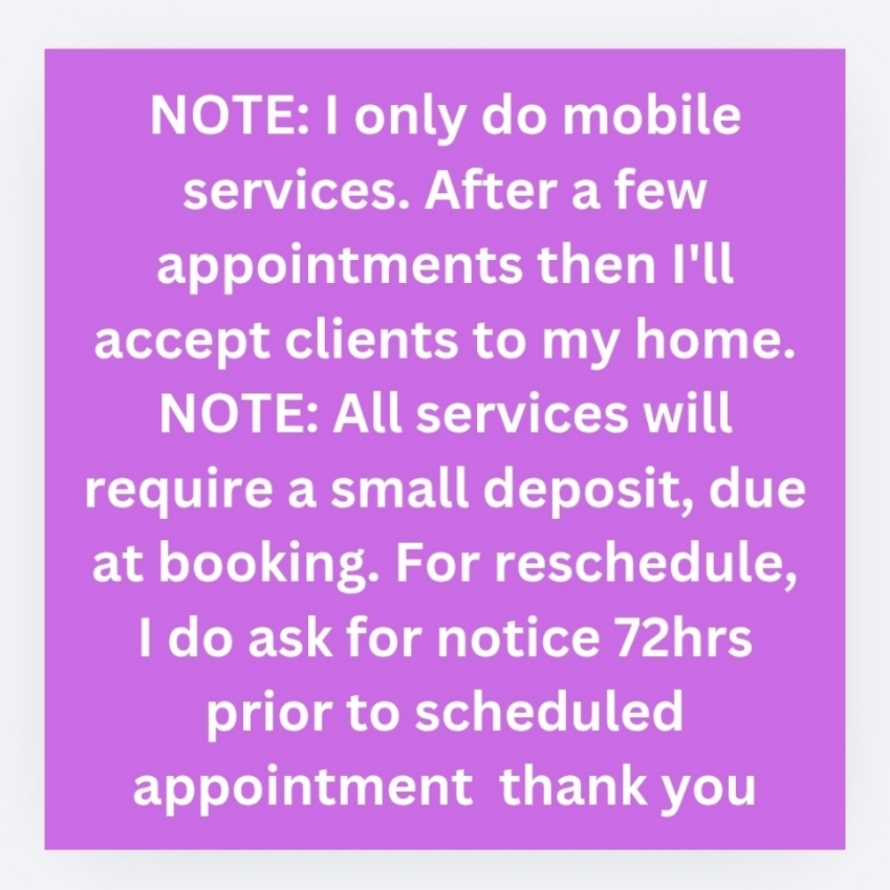 NOTE: NEW CLIENTS at Phoenix Ink & Beauty (mobile/house-calls) in Valrico, FL
