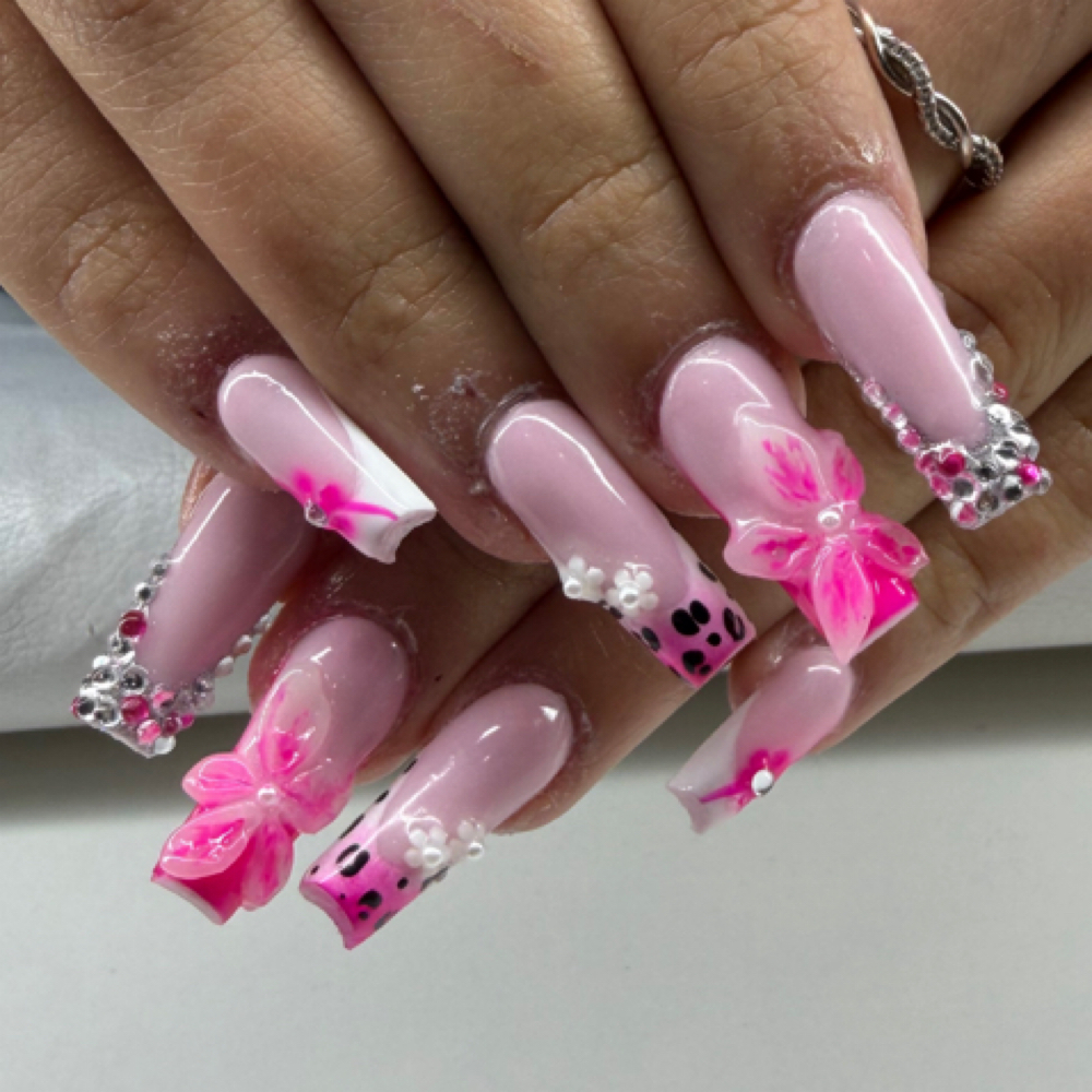 Acrylic Full Set With Extra Designs at Tailored Barber Co. in Roy, UT