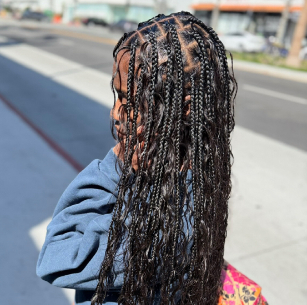 Medium Boho Knotless Braids at QueenDi Beauty in Los Angeles, CA