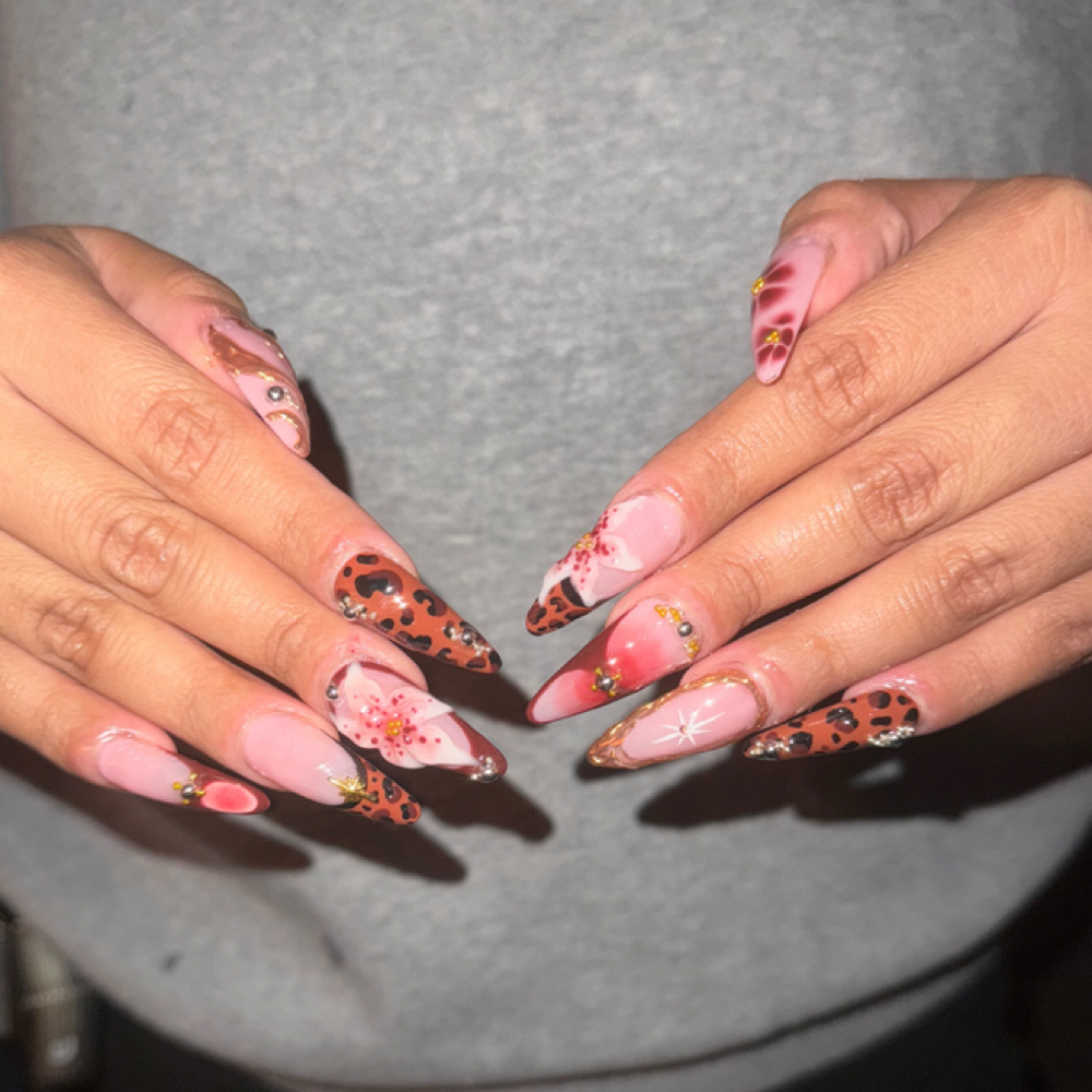 Intricate nail art (full set) at Aura by Mary in hampstead, NC