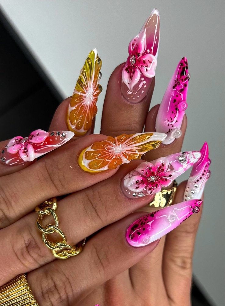 ACRYLIC FULL SET + TIER 4 NAIL ART at Rooted & Co. in St. Marys, PA