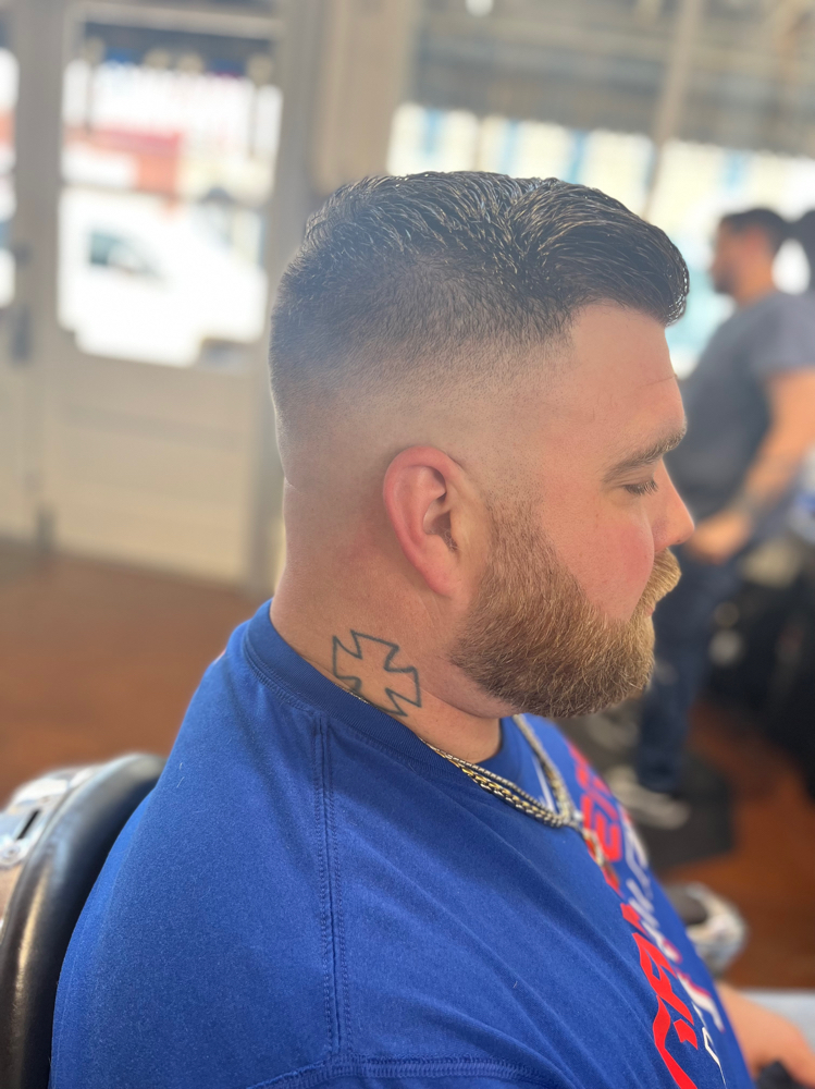 Bald Fade + Beard Outline